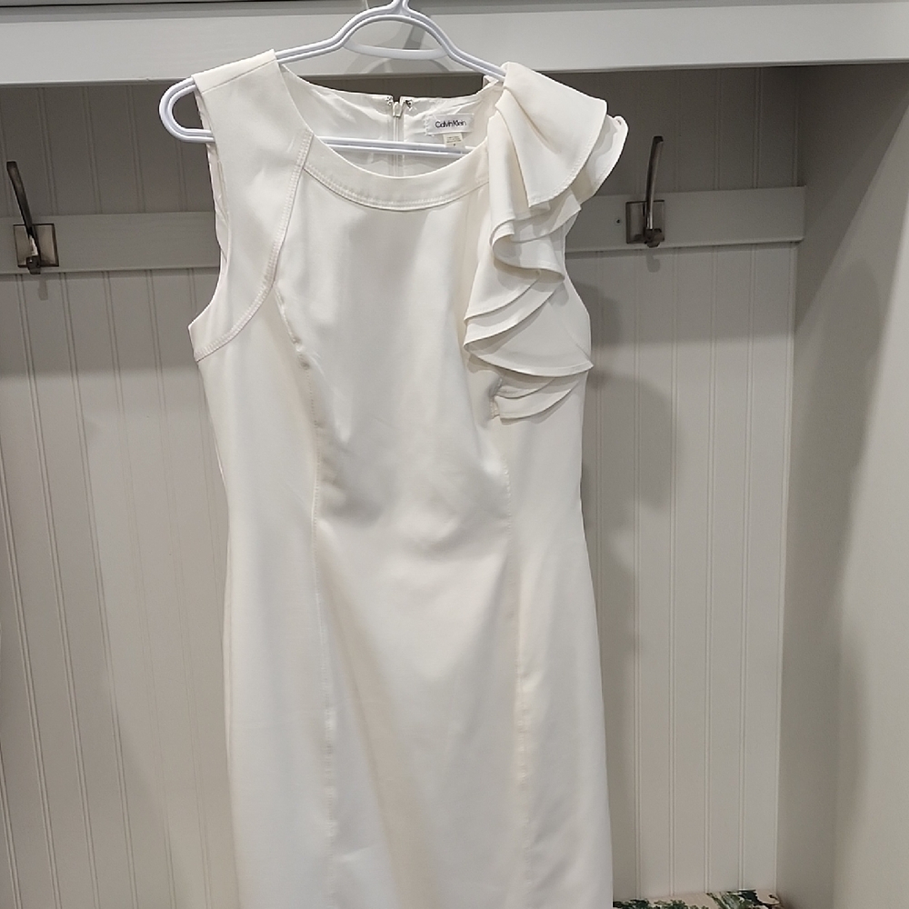 Calvin Klein One Shoulder White Dress